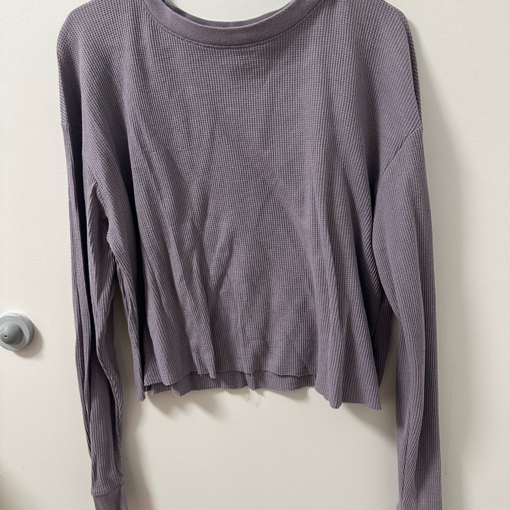 Casual Women's Gray Purple Top